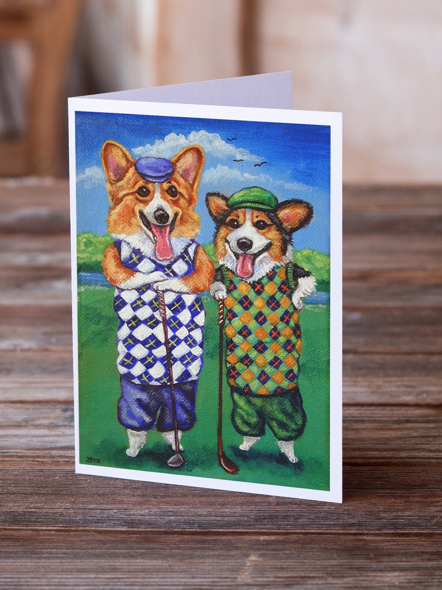 Buy this Corgi Golfers Greeting Cards and Envelopes Pack of 8