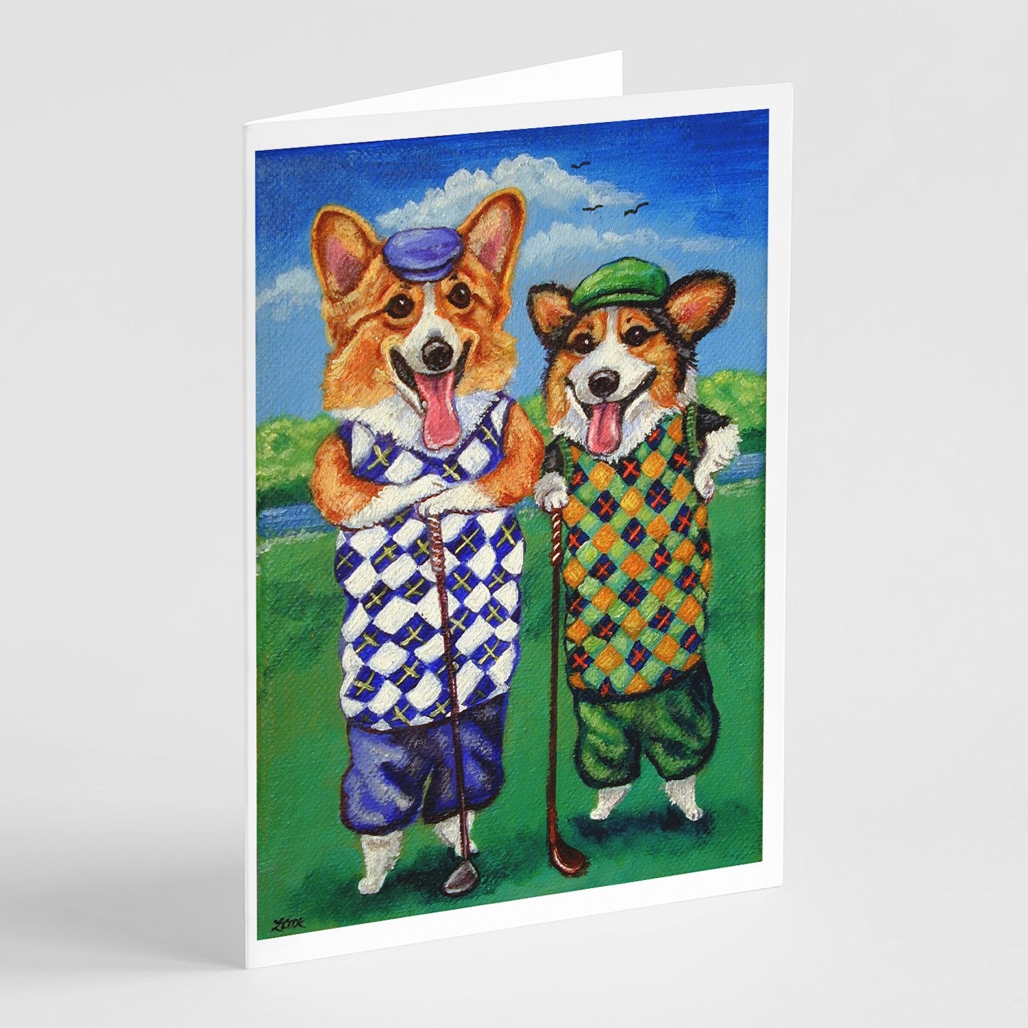 Buy this Corgi Golfers Greeting Cards and Envelopes Pack of 8
