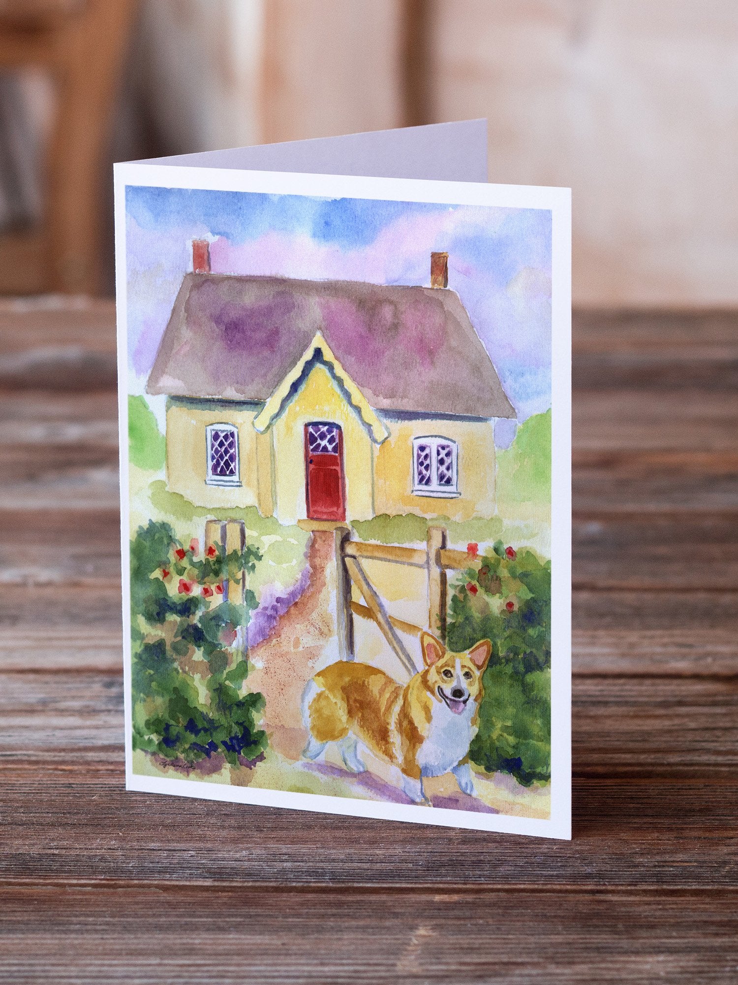 Buy this Pembroke Corgi Cottage Visit Greeting Cards and Envelopes Pack of 8