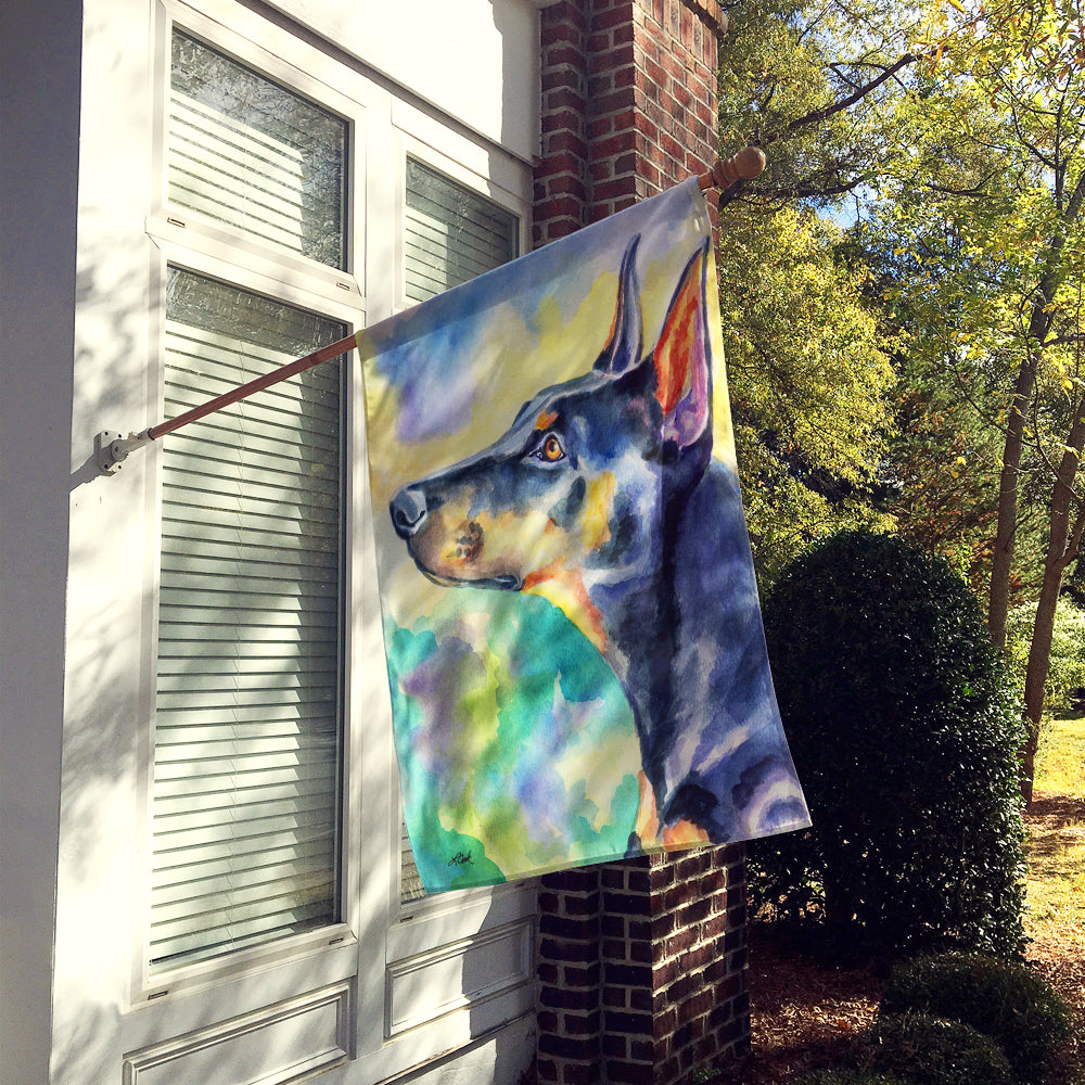 Watercolor Doberman Flag Canvas House Size 7372CHF