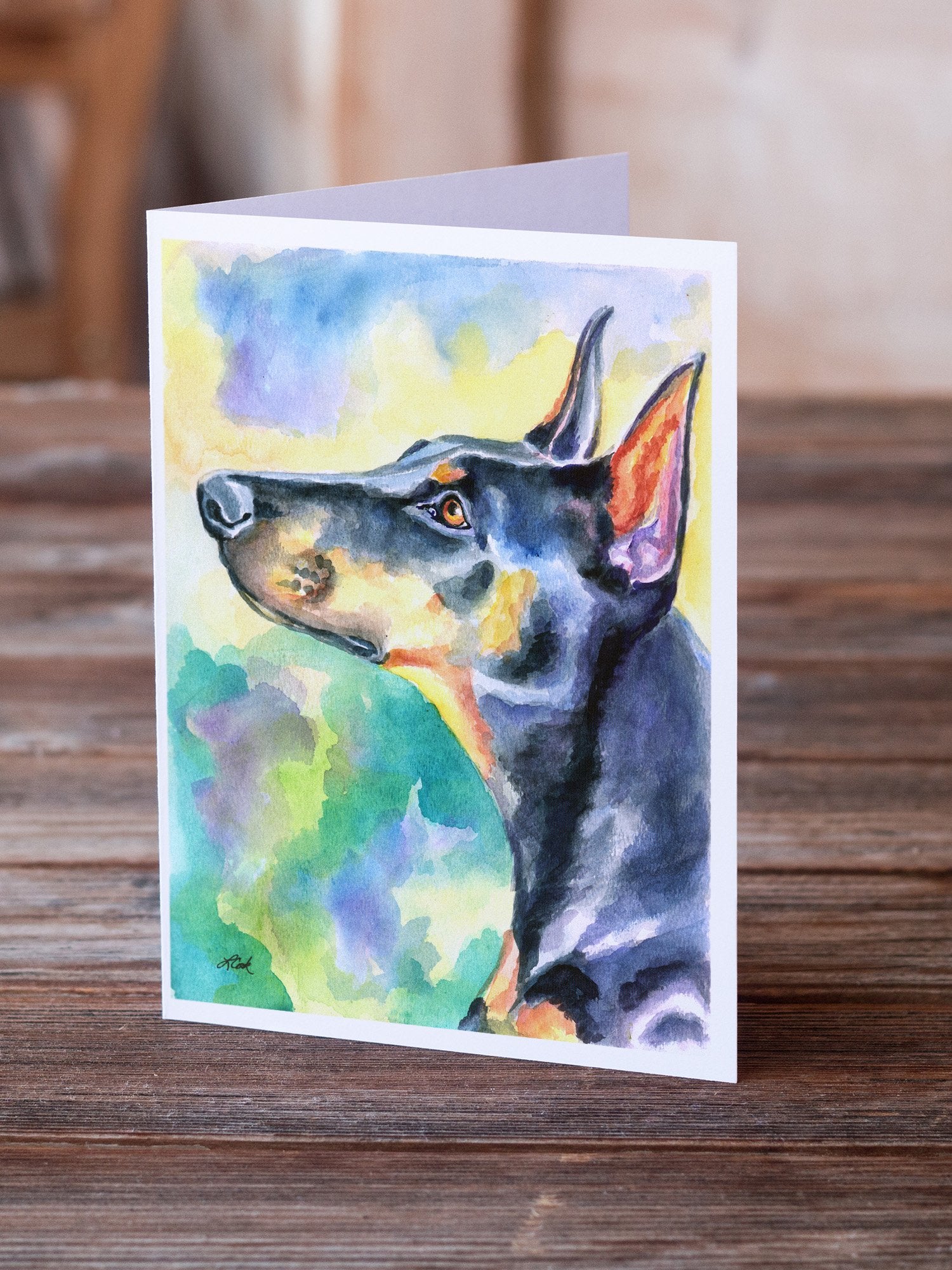 Buy this Watercolor Doberman Greeting Cards and Envelopes Pack of 8