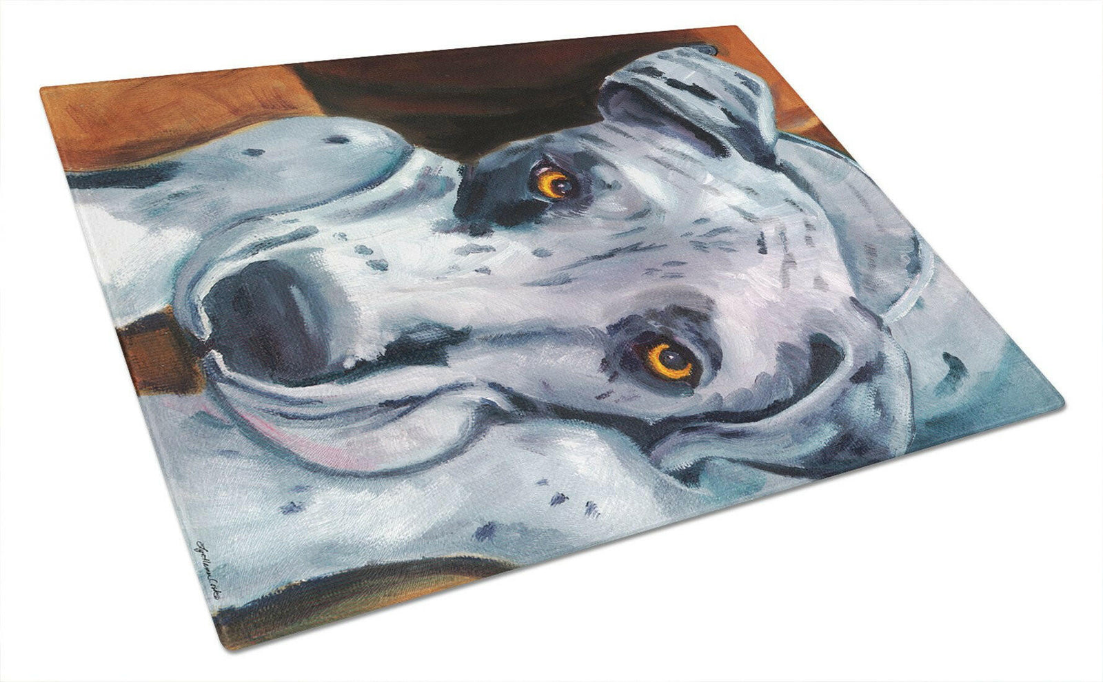 Great Dane Waiting Patiently Glass Cutting Board Large 7385LCB by Caroline's Treasures