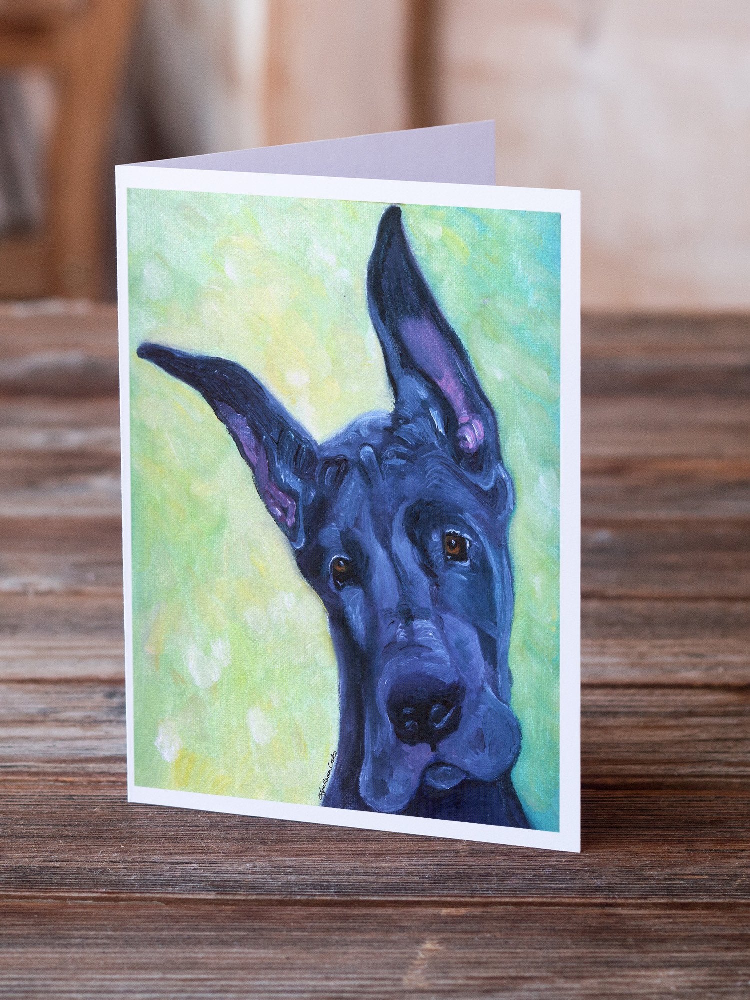 Buy this Great Dane Midnight Puppy Greeting Cards and Envelopes Pack of 8