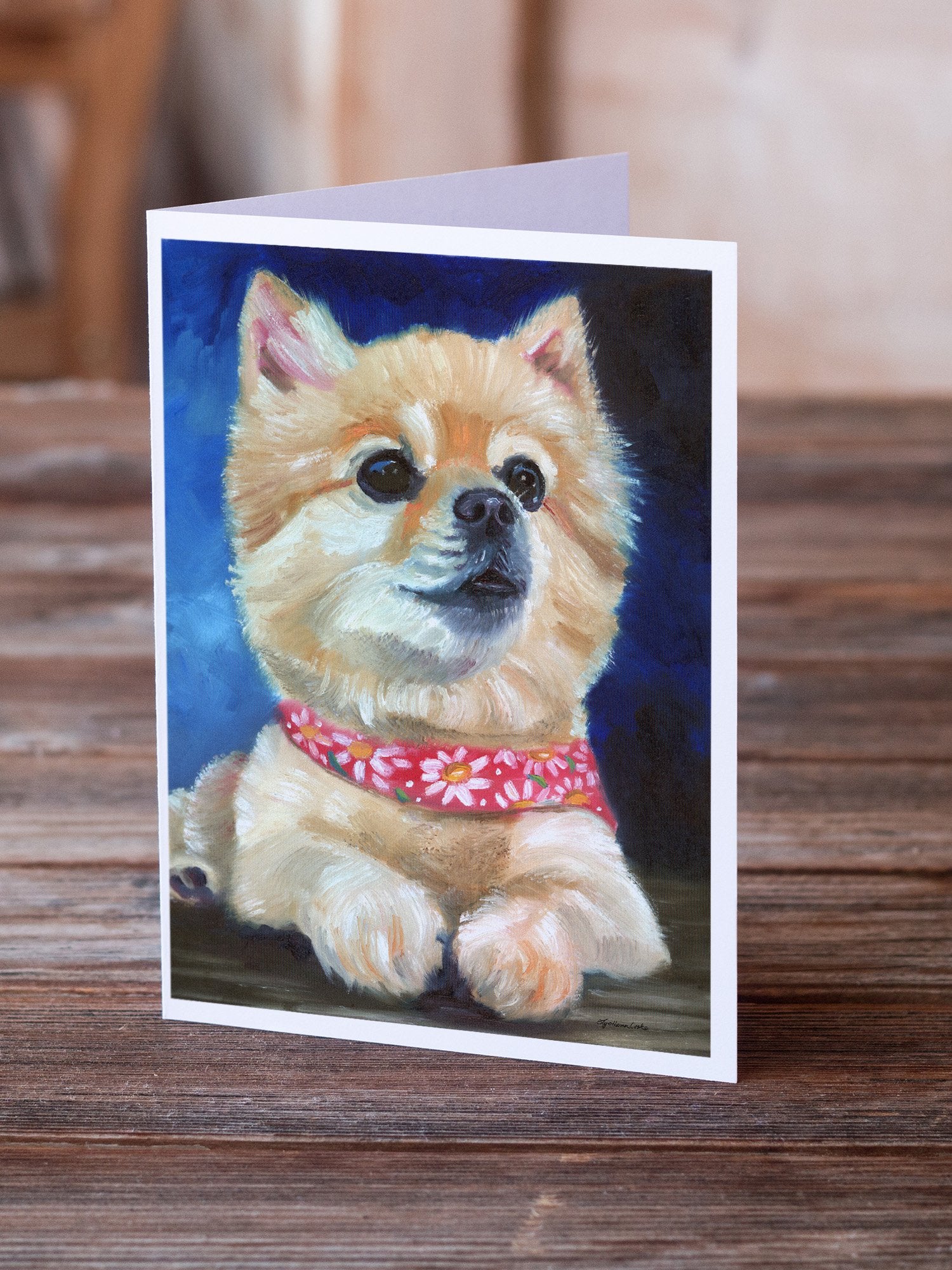 Buy this Fancy Bandana Pomeranian Puppy Greeting Cards and Envelopes Pack of 8