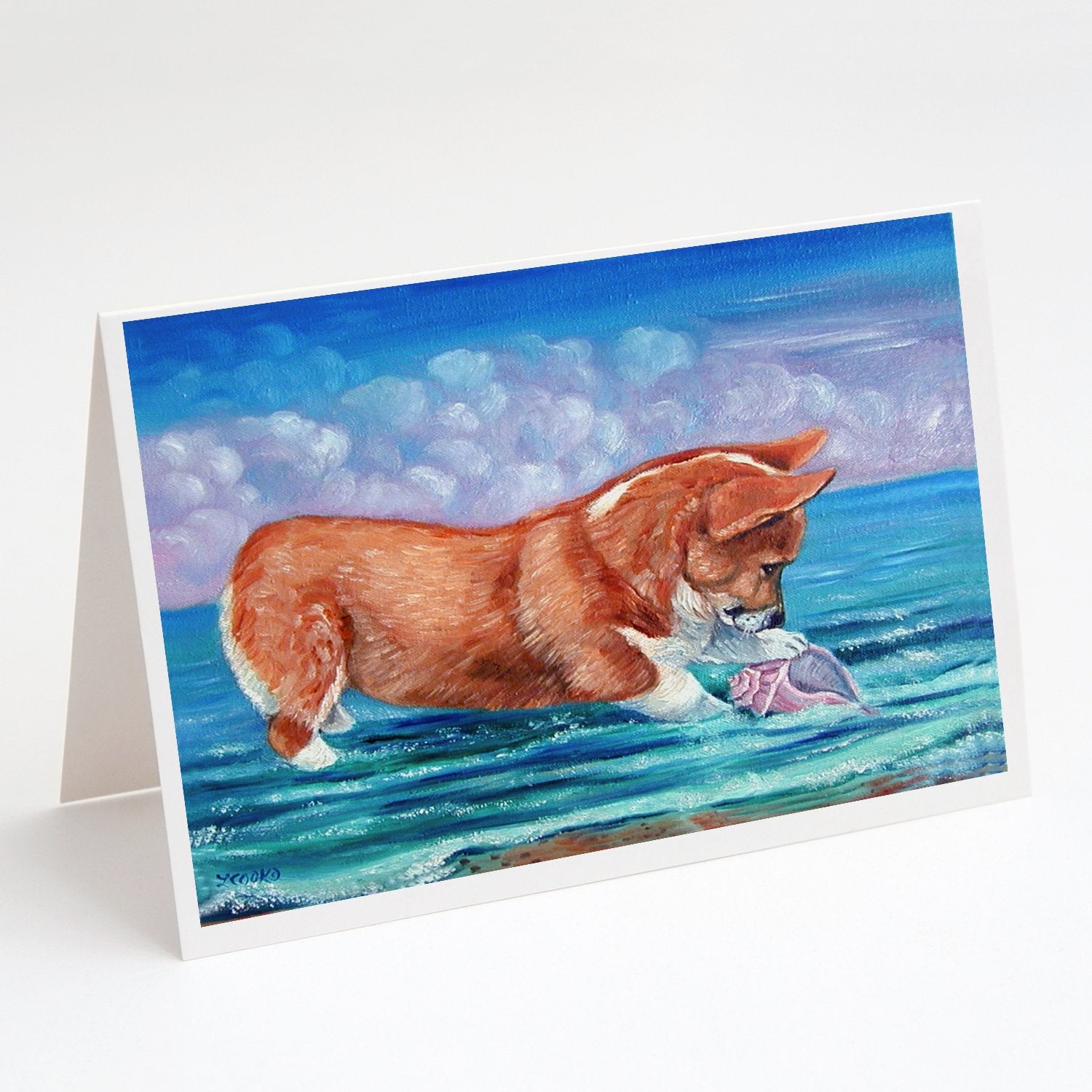 Buy this Corgi Sea Shell Find Greeting Cards and Envelopes Pack of 8