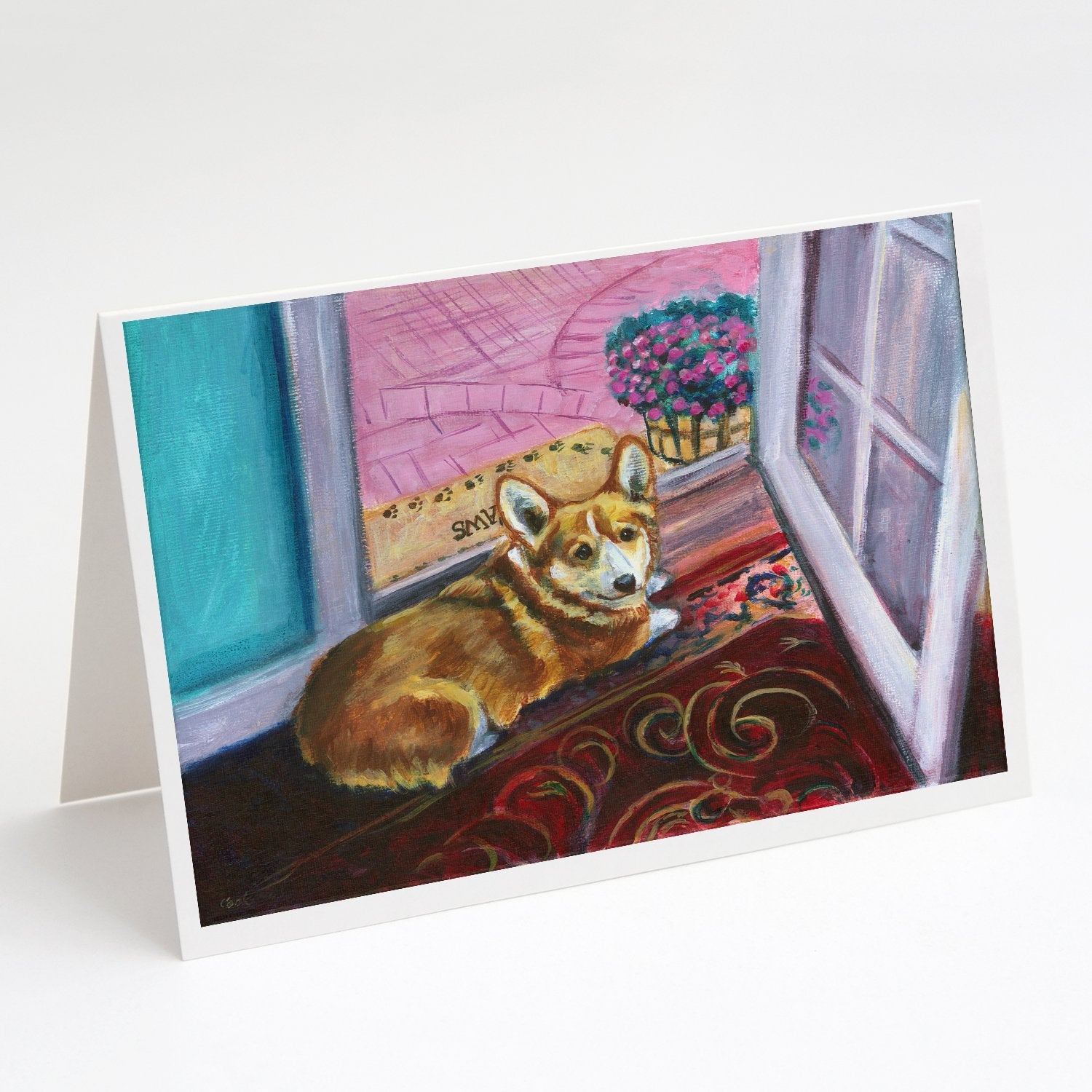 Buy this Corgi Watching from the Door Greeting Cards and Envelopes Pack of 8