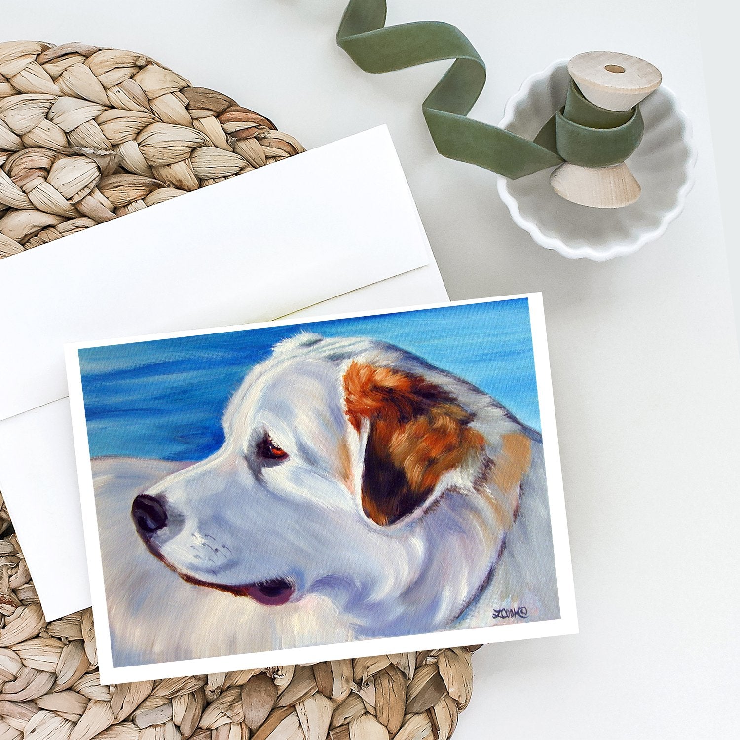 Buy this Great Pyrenees at the Beach Greeting Cards and Envelopes Pack of 8