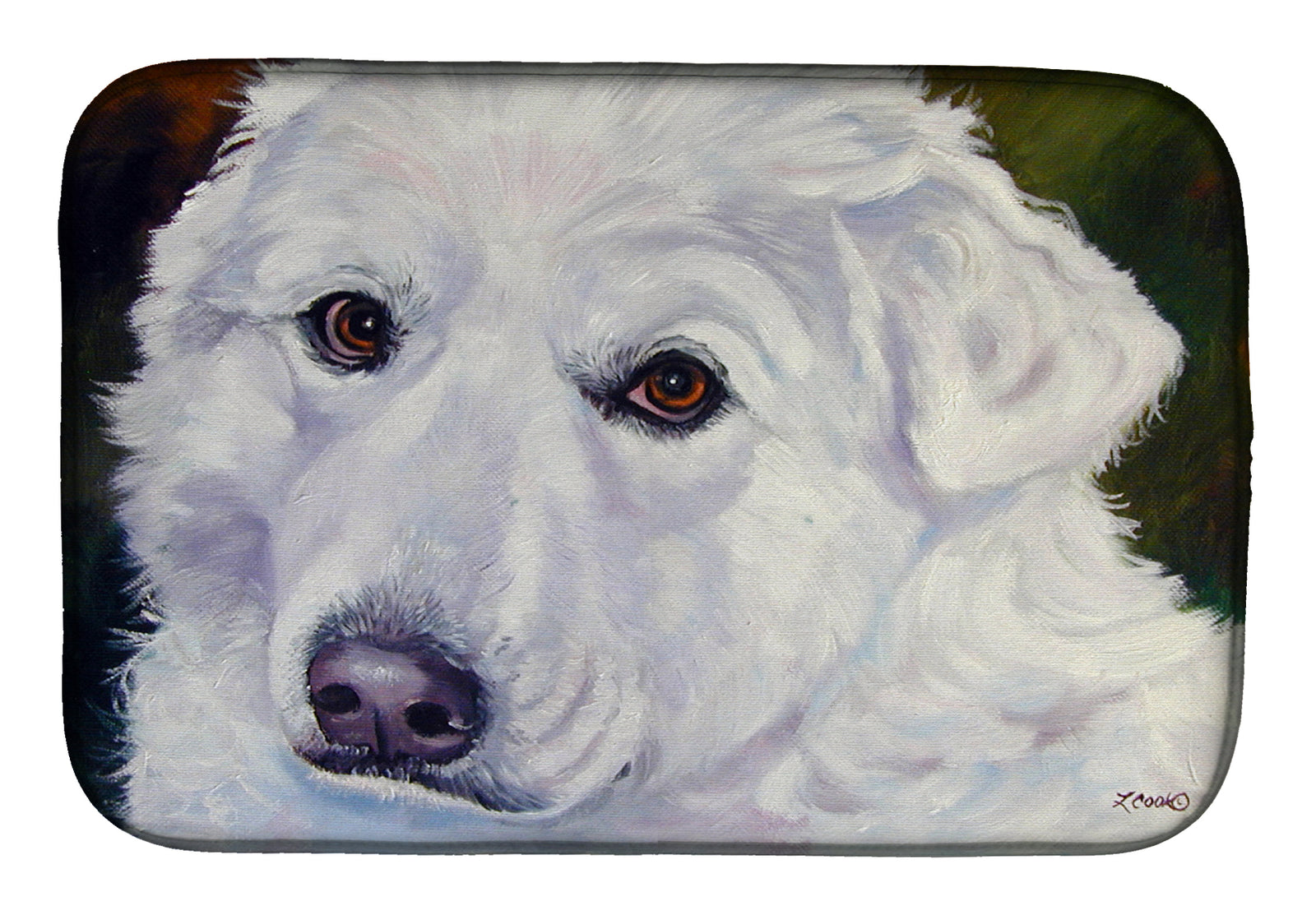 Great Pyrenees Contemplation Dish Drying Mat 7418DDM