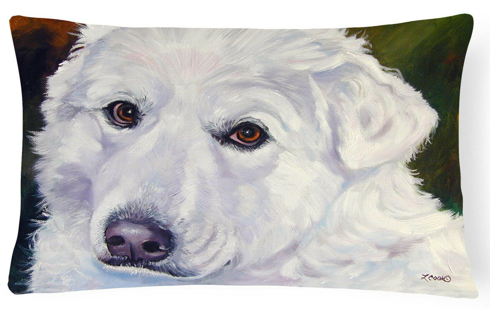 Great Pyrenees Contemplation Fabric Decorative Pillow 7418PW1216 by Caroline's Treasures