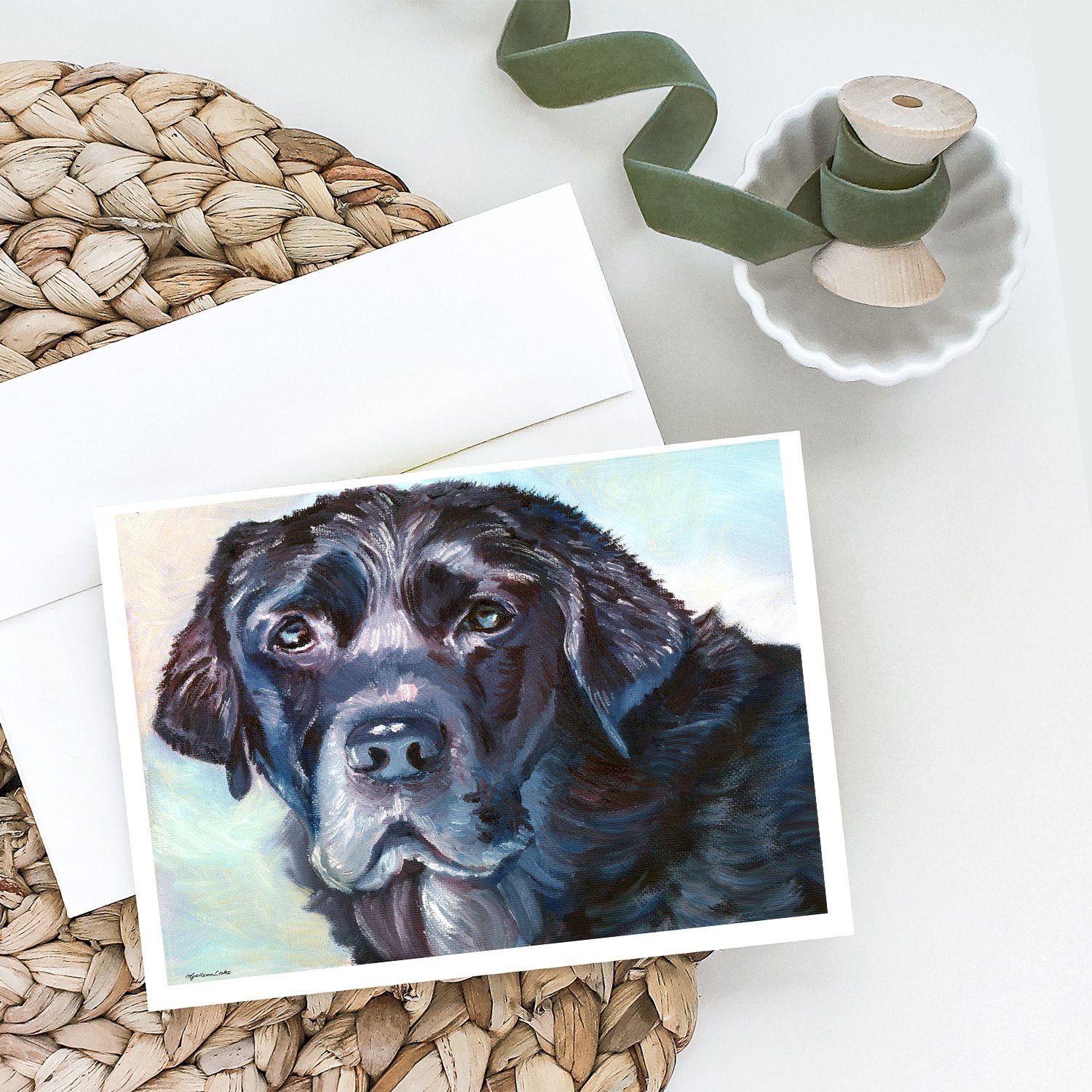 Buy this Black Labrador Face Greeting Cards and Envelopes Pack of 8