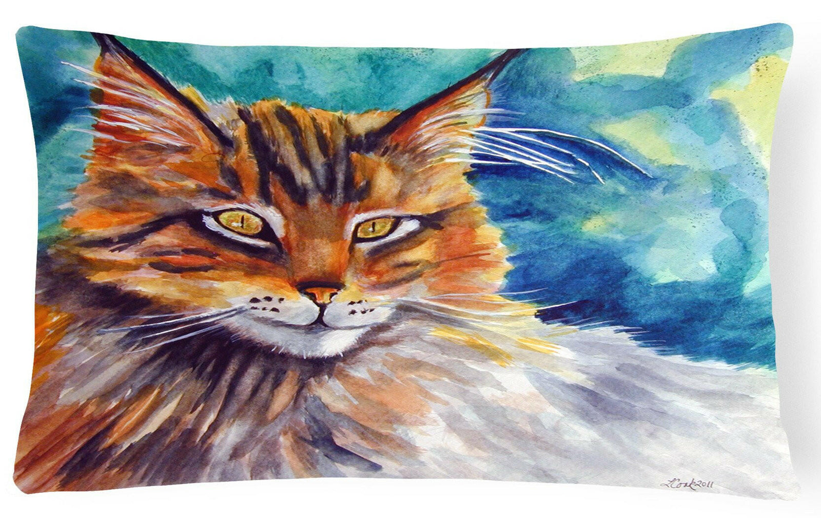 Maine Coon Cat Watching you Fabric Decorative Pillow 7421PW1216 by Caroline's Treasures