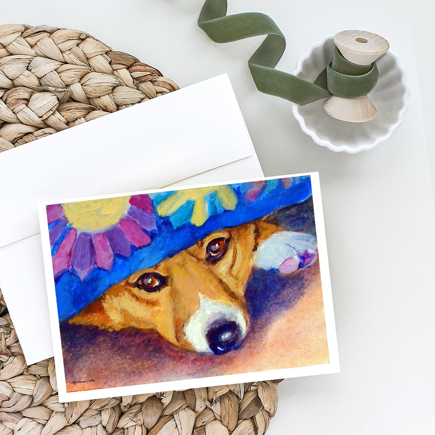 Peek-A-Boo Corgi Greeting Cards and Envelopes Pack of 8 - the-store.com