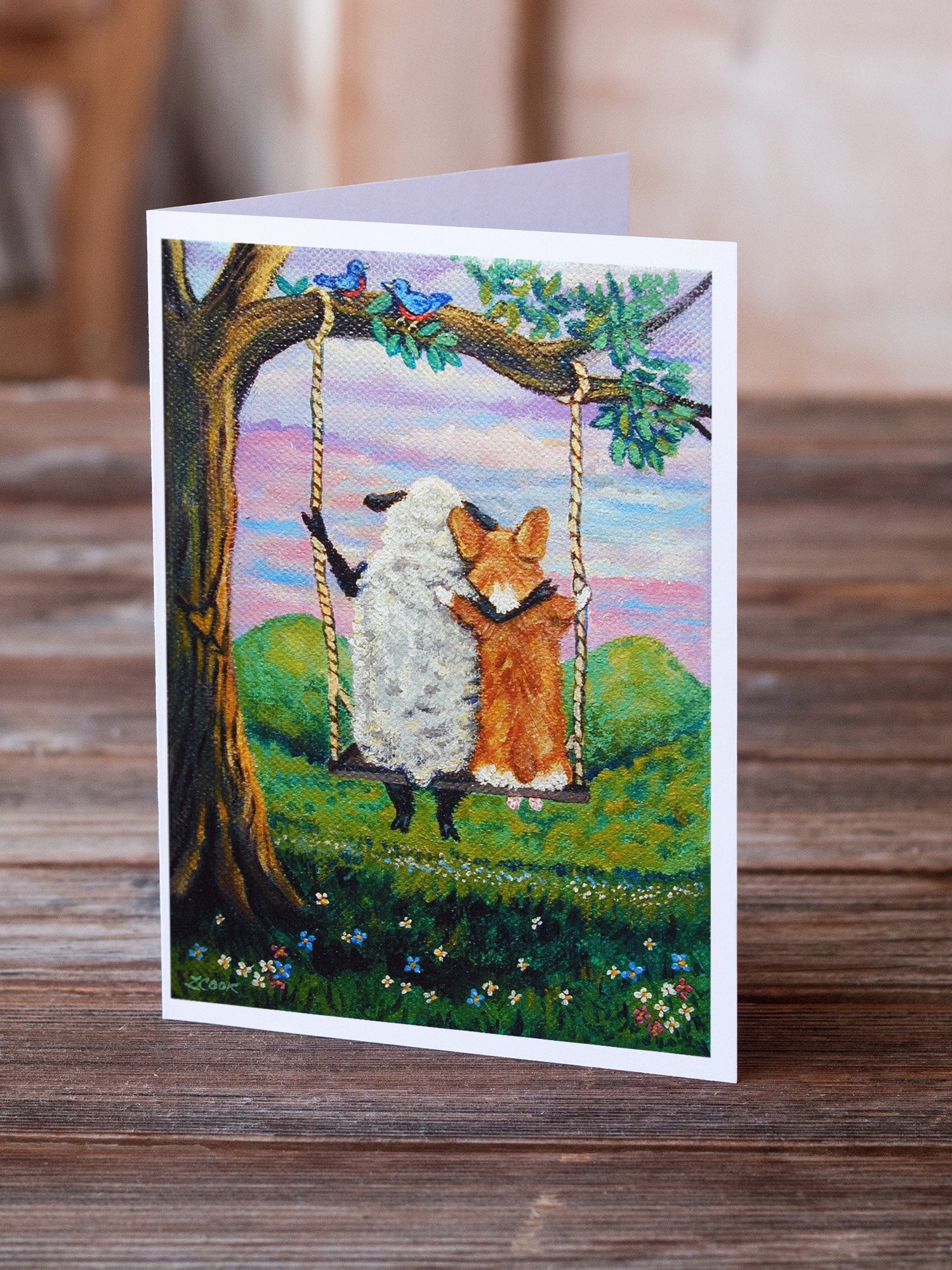 Buy this Corgi With Sheep Love Grows Greeting Cards and Envelopes Pack of 8