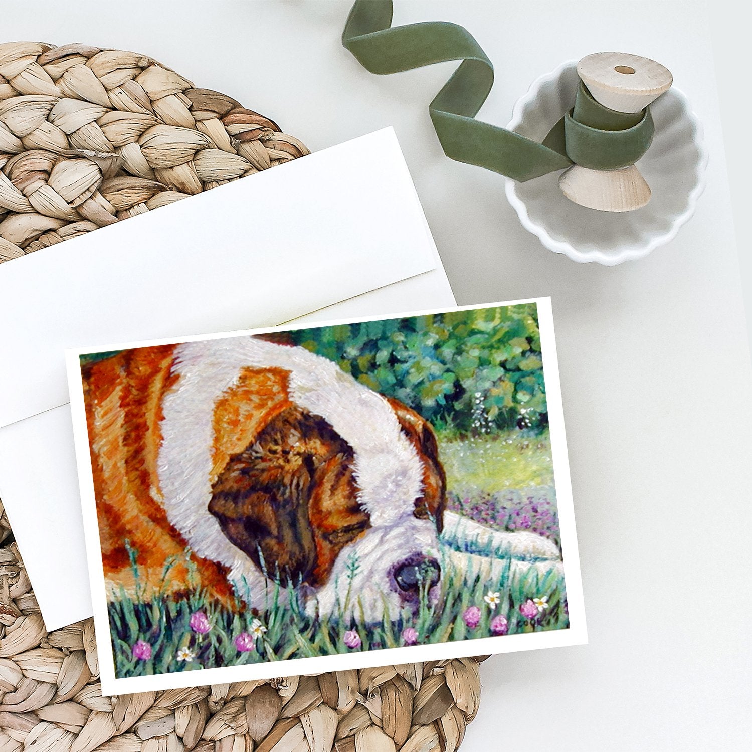Buy this Saint Bernard Naptime Greeting Cards and Envelopes Pack of 8