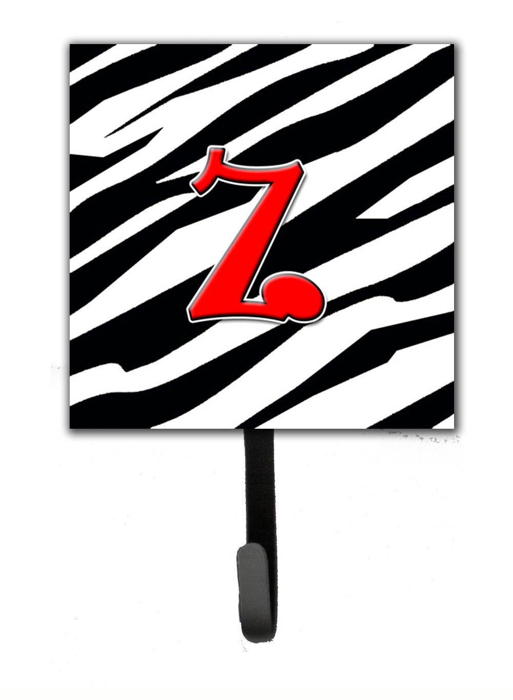 Letter Z Initial Monogram - Zebra Red Leash Holder or Key Hook by Caroline's Treasures