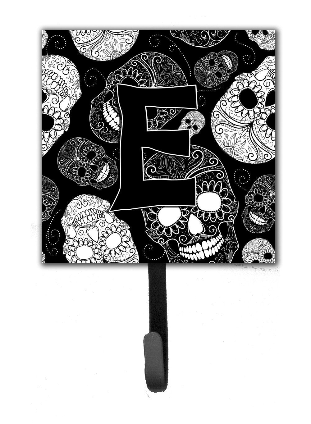 Letter E Day of the Dead Skulls Black Leash or Key Holder CJ2008-ESH4 by Caroline's Treasures