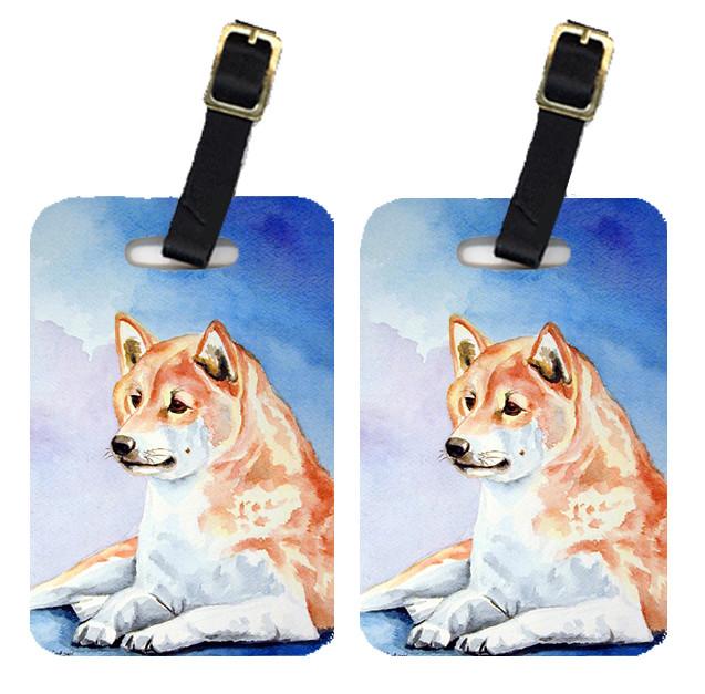 Pair of 2 Red and White Shiba Inu Luggage Tags by Caroline's Treasures