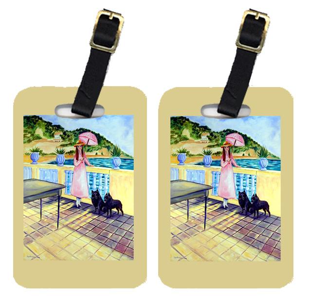 Lady with her Schipperke Luggage Tags Pair of 2 by Caroline's Treasures