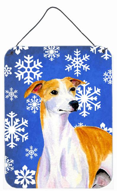 Whippet Winter Snowflakes Holiday Aluminium Metal Wall or Door Hanging Prints by Caroline's Treasures
