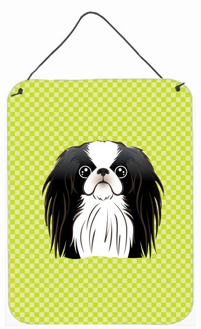 Checkerboard Lime Green Japanese Chin Wall or Door Hanging Prints BB1292DS1216 by Caroline's Treasures
