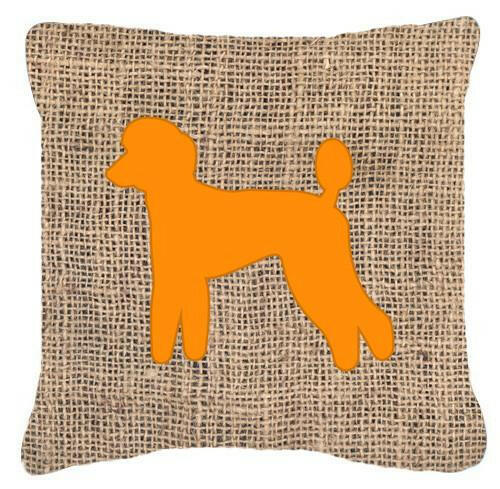 Poodle Burlap and Orange   Canvas Fabric Decorative Pillow BB1114 - the-store.com