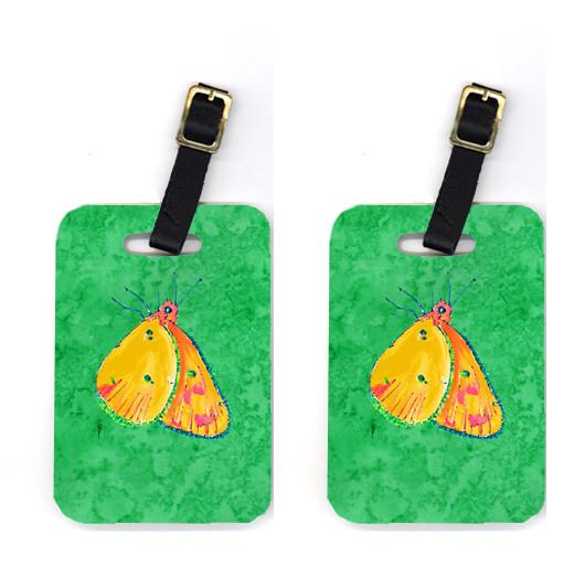 Pair of Butterfly Orange on Green Luggage Tags by Caroline's Treasures