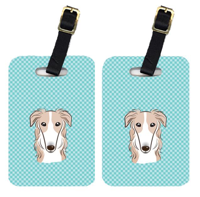 Pair of Checkerboard Blue Borzoi Luggage Tags BB1166BT by Caroline's Treasures