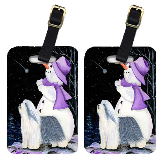 Snowman with Bearded Collie Luggage Tags Pair of 2 by Caroline's Treasures