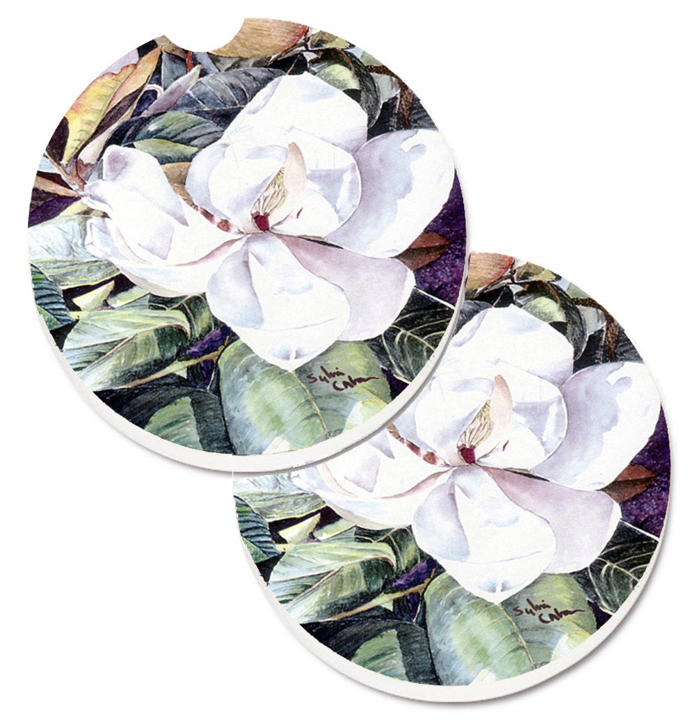 Flower - Magnolia Set of 2 Cup Holder Car Coasters 8002CARC by Caroline's Treasures
