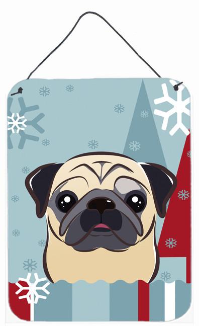 Winter Holiday Fawn Pug Wall or Door Hanging Prints BB1758DS1216 by Caroline's Treasures