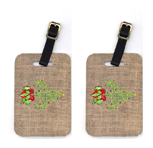 Pair of Christmas Tree Fleur de lis Luggage Tags by Caroline's Treasures