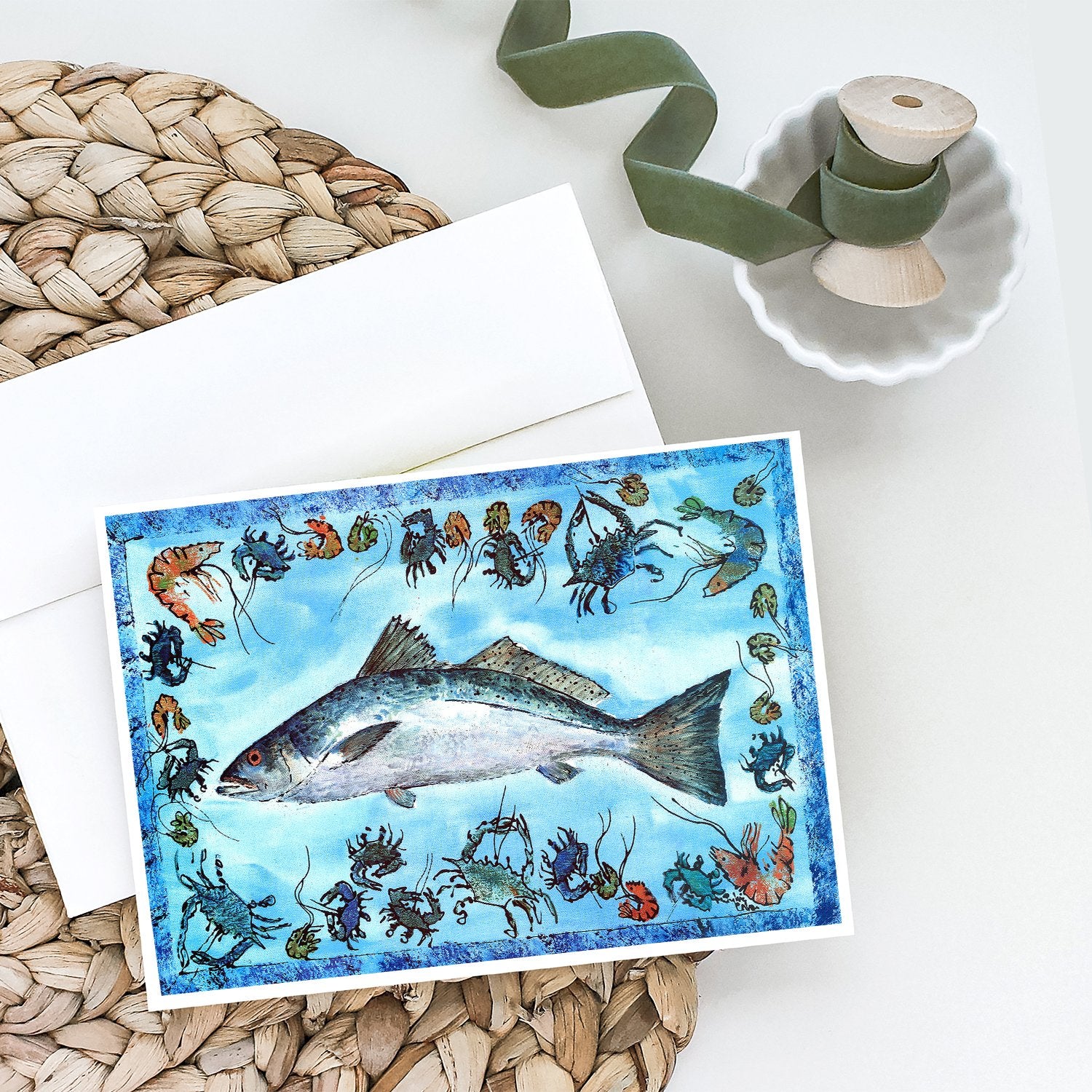 Fish Speckled Trout Greeting Cards and Envelopes Pack of 8 - the-store.com