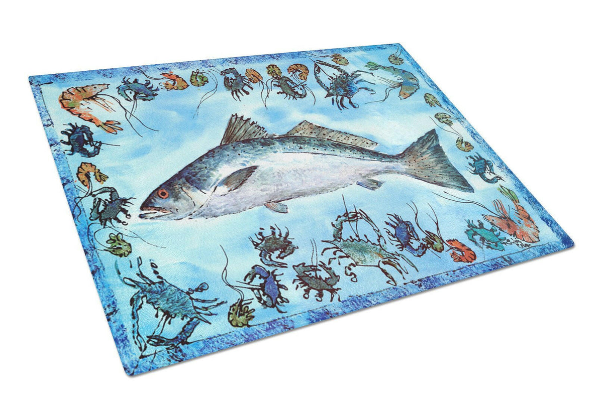 Fish Speckled Trout Glass Cutting Board Large by Caroline&#39;s Treasures