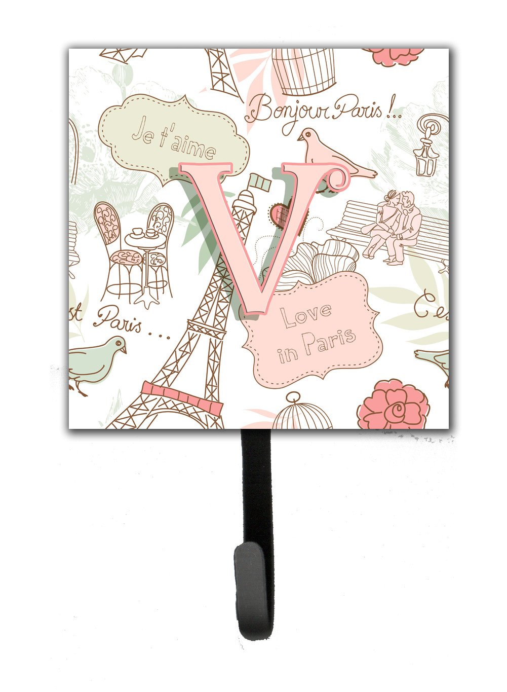 Letter V Love in Paris Pink Leash or Key Holder CJ2002-VSH4 by Caroline's Treasures