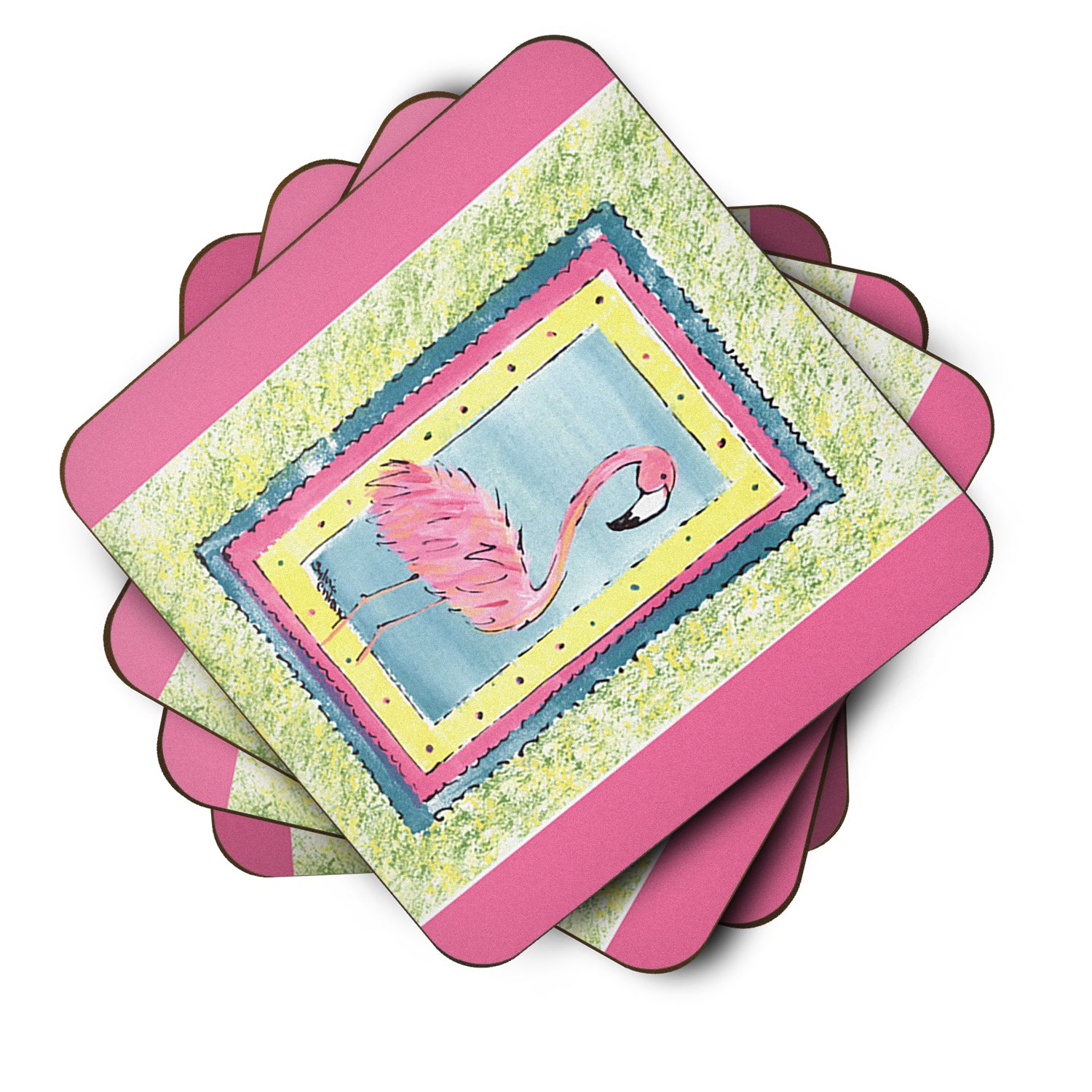 Set of 4 Bird - Flamingo Foam Coasters - the-store.com