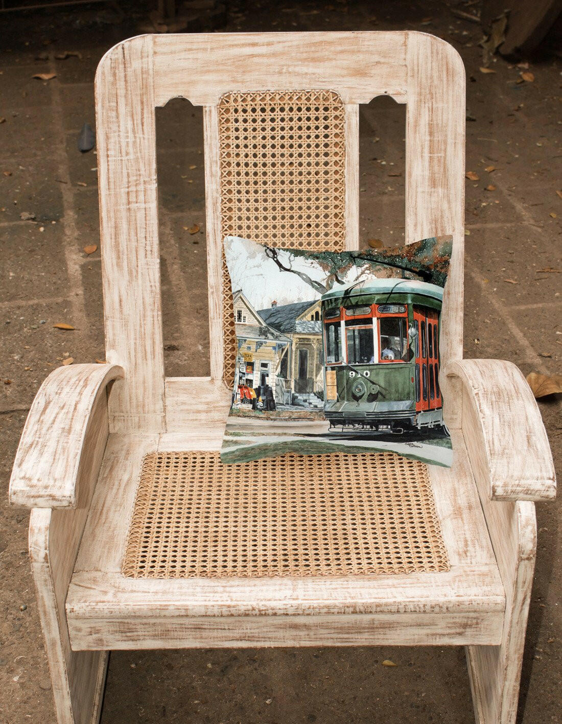New Orleans Streetcar Decorative   Canvas Fabric Pillow - the-store.com