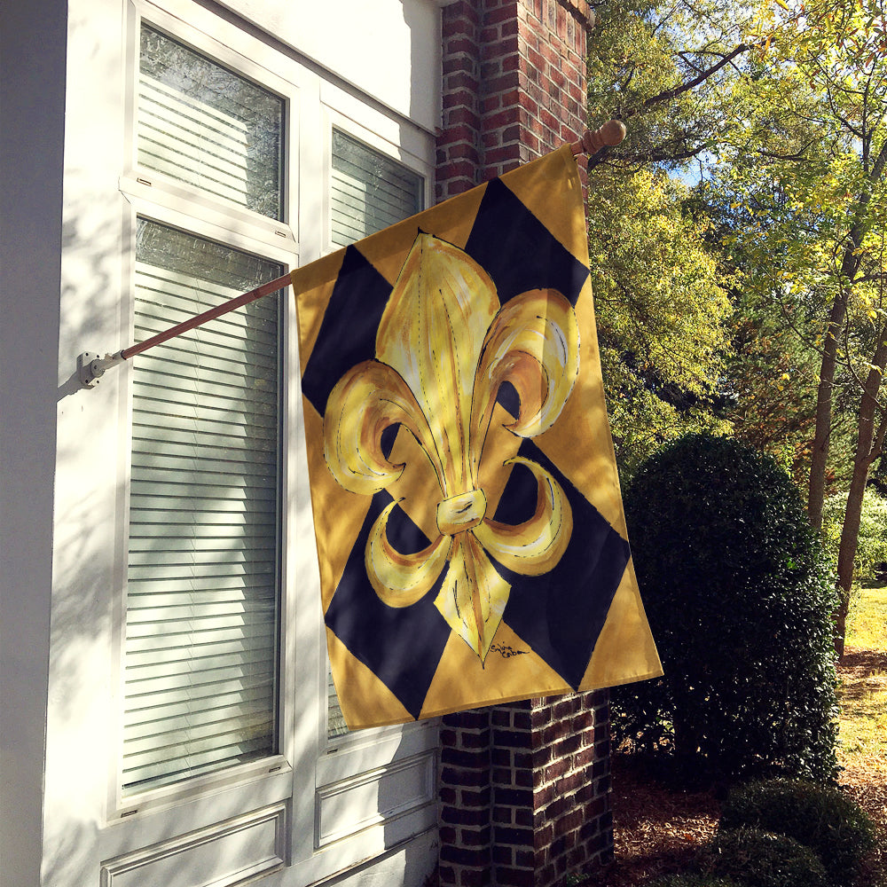 Black and Gold Fleur de lis New Orleans  Flag Canvas House Size
