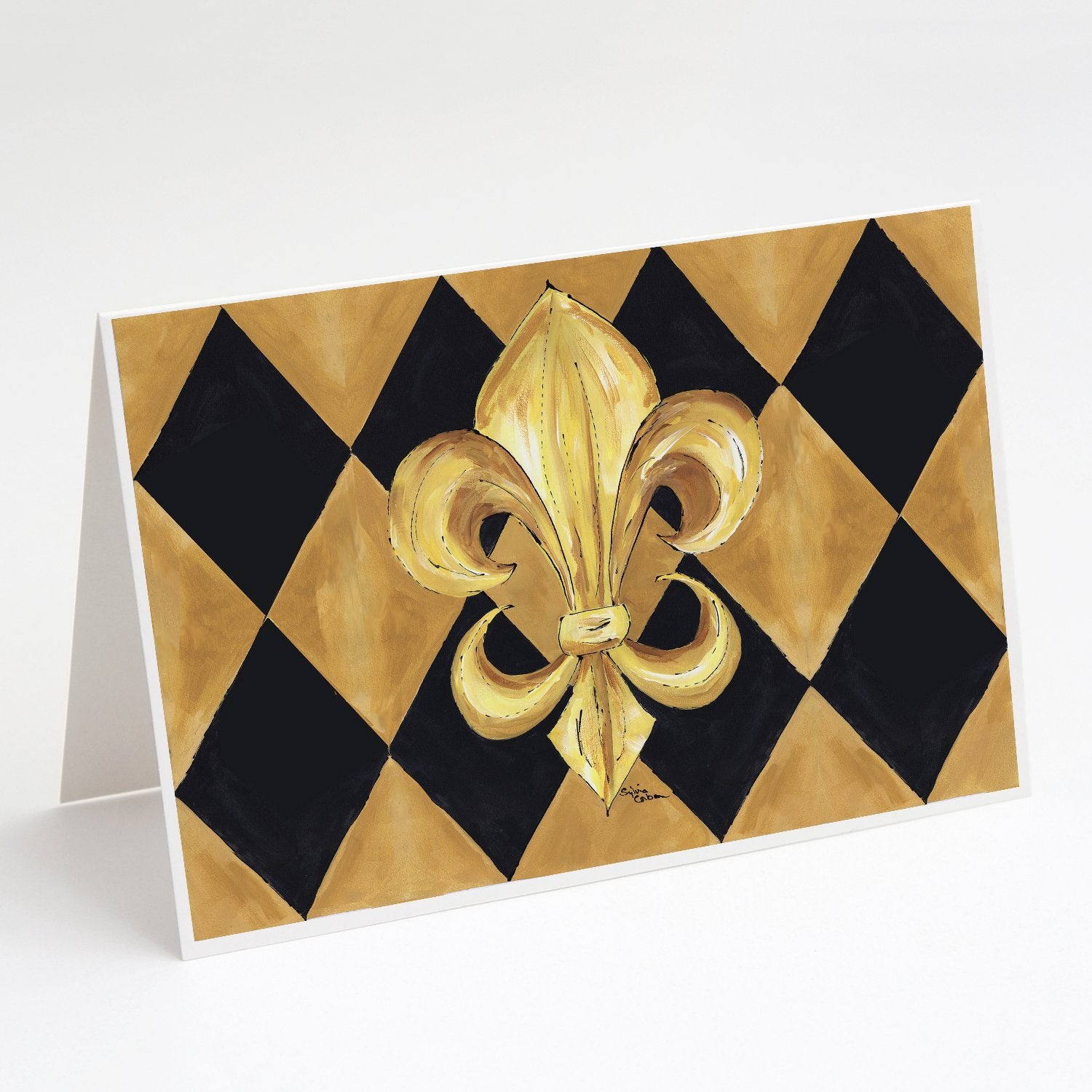 Buy this Black and Gold Fleur de lis New Orleans Greeting Cards and Envelopes Pack of 8