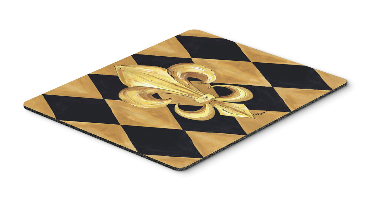 Black and Gold Fleur De Lis Mouse Pad by Caroline&#39;s Treasures