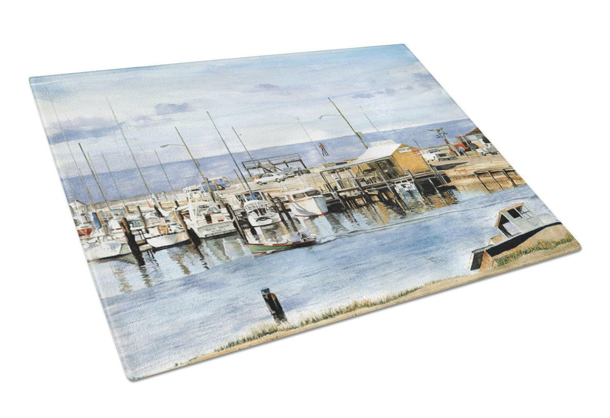 The Pass Bait Shop Glass Cutting Board Large by Caroline&#39;s Treasures
