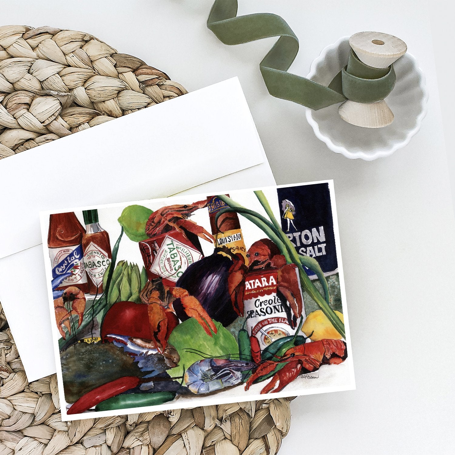 Crawfish with Louisiana Spices Greeting Cards and Envelopes Pack of 8 - the-store.com