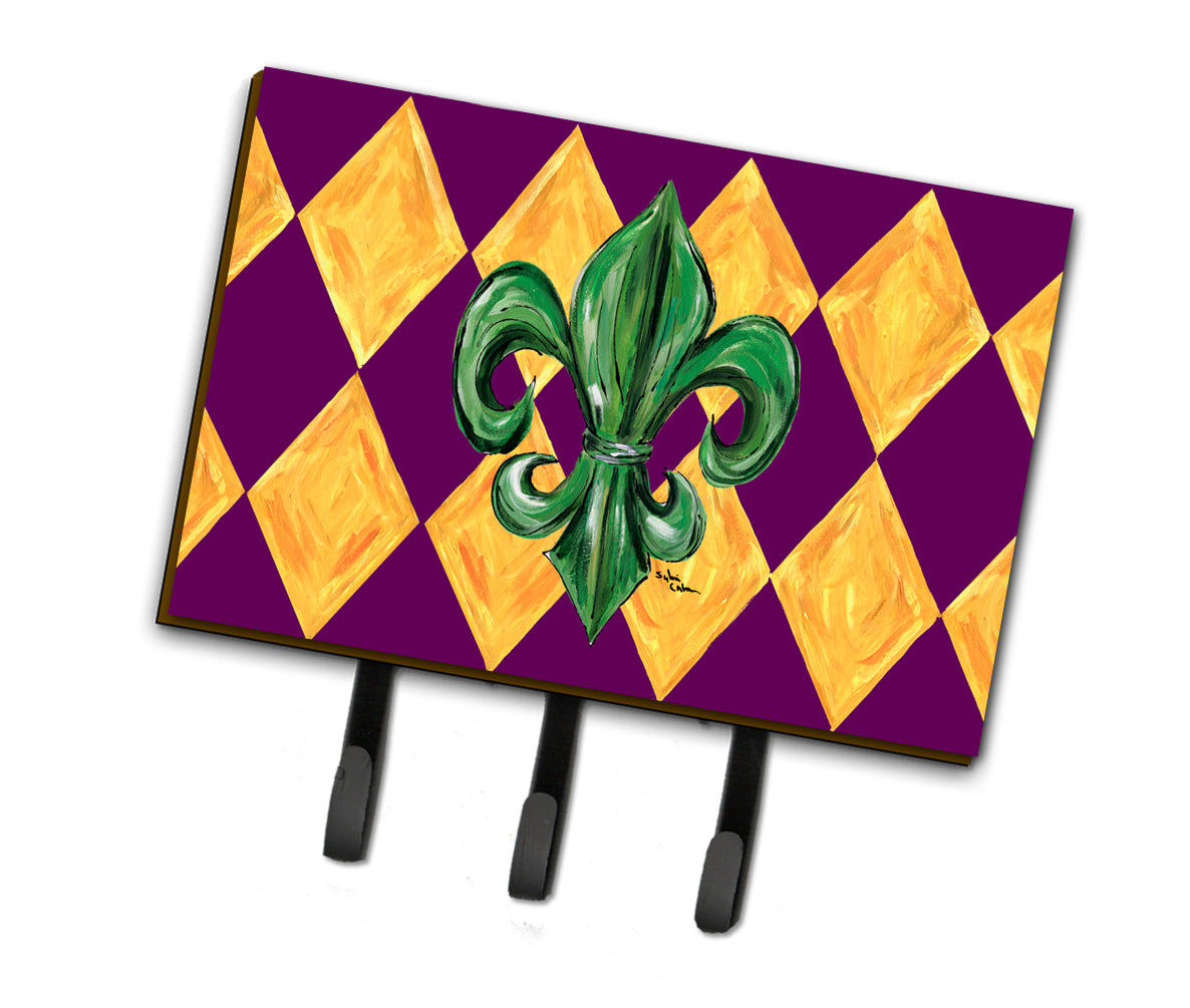 Mardi Gras Fleur de lis Purple Green and Gold Leash or Key Holder