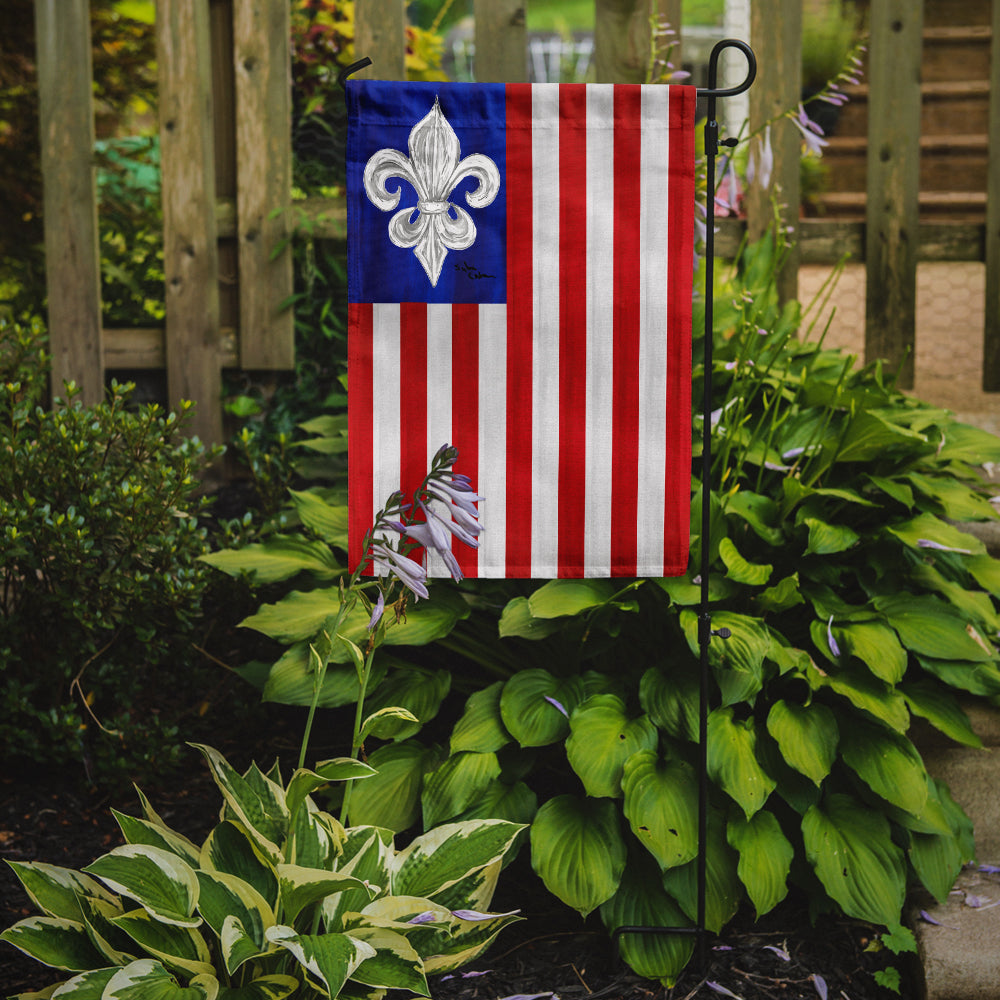 USA Fleur de lis Patriotic American Flag Garden Size.