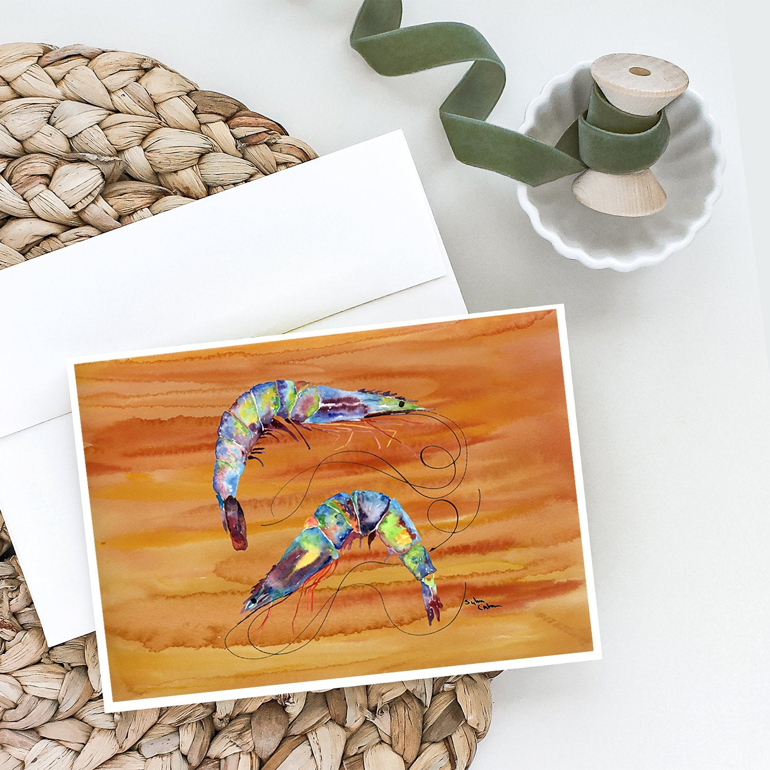 Shrimp Spicy Hot Greeting Cards and Envelopes Pack of 8 - the-store.com