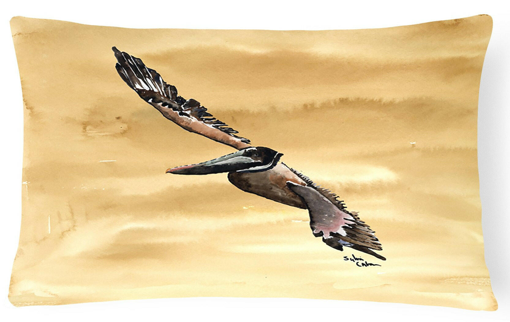 Flying Brown Pelican Canvas Fabric Decorative Pillow by Caroline's Treasures