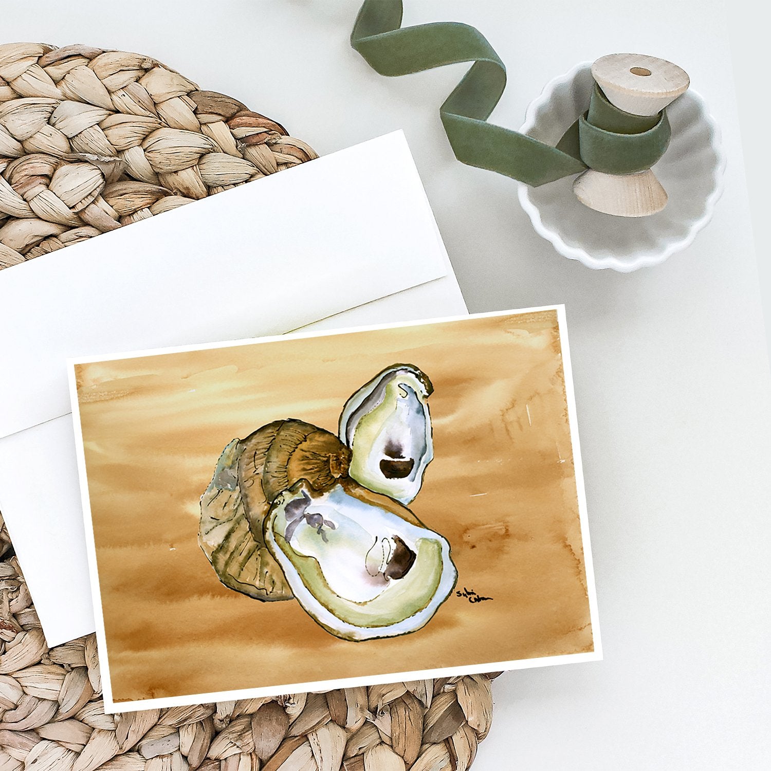 Buy this Oyster  Sandy Beach Greeting Cards and Envelopes Pack of 8