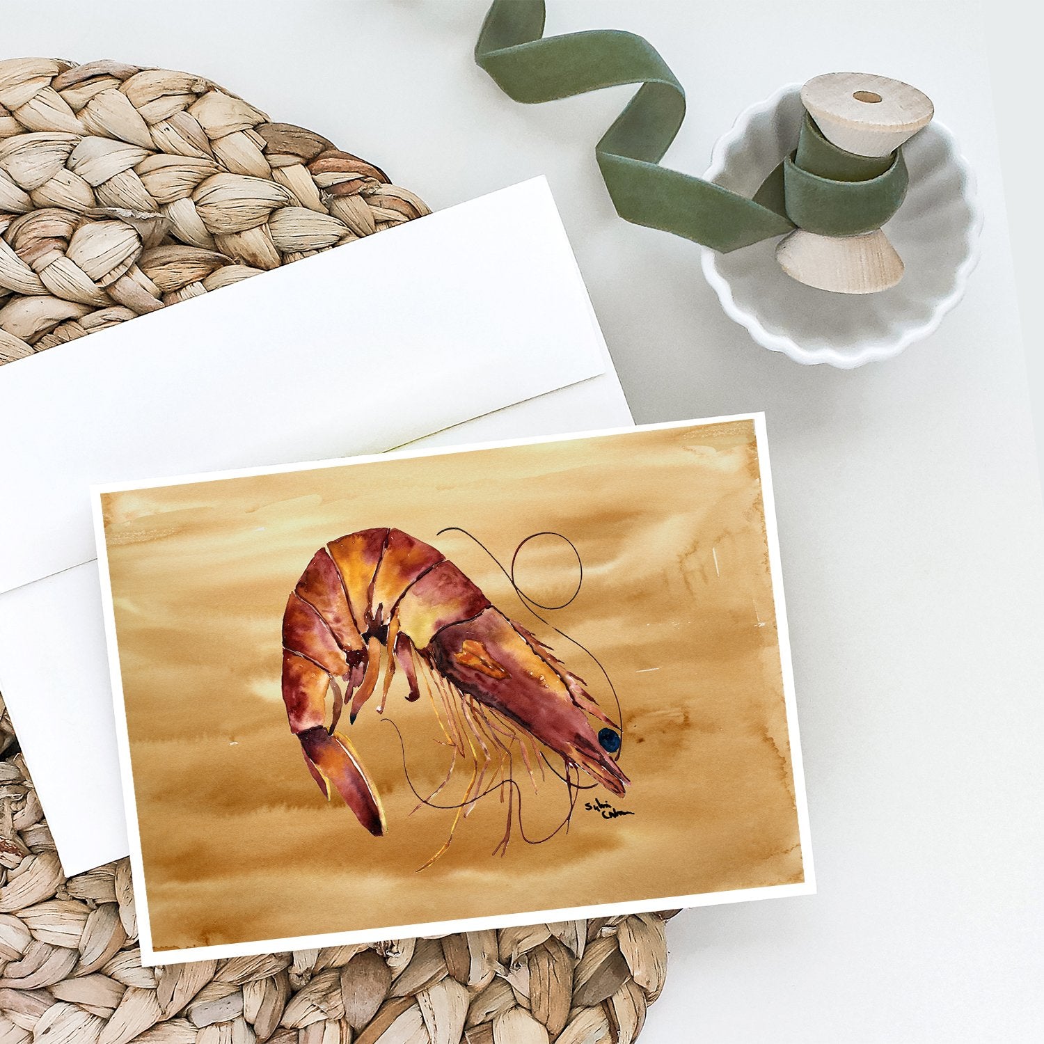 Buy this Cooked Shrimp  Sandy Beach Greeting Cards and Envelopes Pack of 8