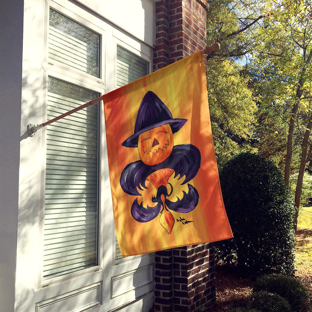Halloween Pumpkin Bat Fleur de lis Flag Canvas House Size