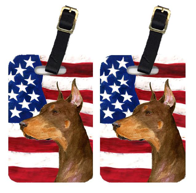 Pair of USA American Flag with Doberman Luggage Tags SS4224BT by Caroline&#39;s Treasures