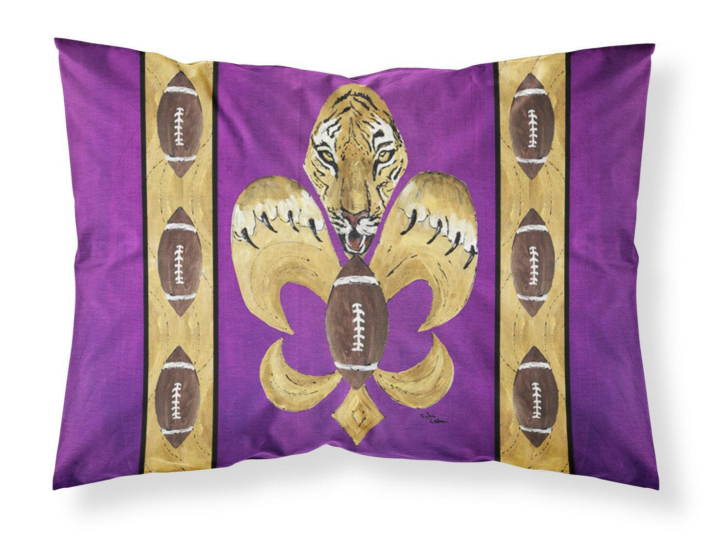 Tiger Football Fleur de lis Moisture wicking Fabric standard pillowcase by Caroline's Treasures